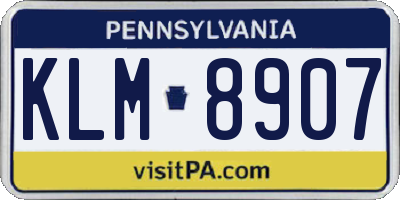 PA license plate KLM8907