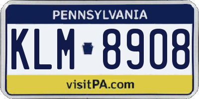 PA license plate KLM8908