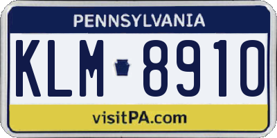 PA license plate KLM8910