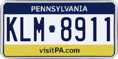 PA license plate KLM8911