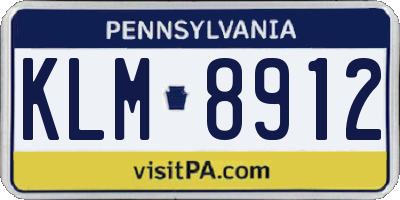 PA license plate KLM8912