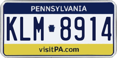 PA license plate KLM8914
