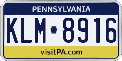 PA license plate KLM8916