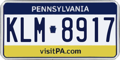 PA license plate KLM8917