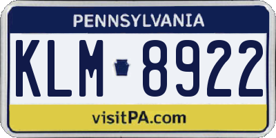 PA license plate KLM8922