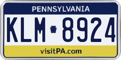 PA license plate KLM8924