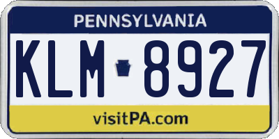 PA license plate KLM8927