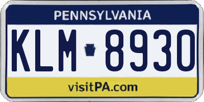 PA license plate KLM8930
