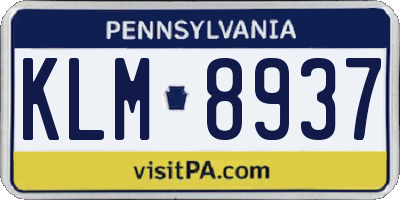 PA license plate KLM8937
