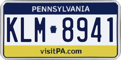 PA license plate KLM8941