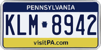 PA license plate KLM8942
