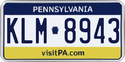 PA license plate KLM8943