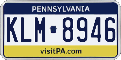 PA license plate KLM8946