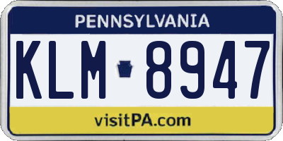 PA license plate KLM8947