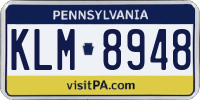 PA license plate KLM8948