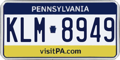 PA license plate KLM8949