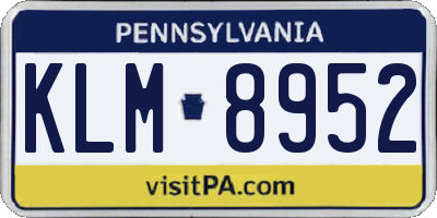 PA license plate KLM8952