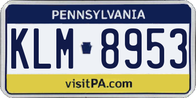 PA license plate KLM8953