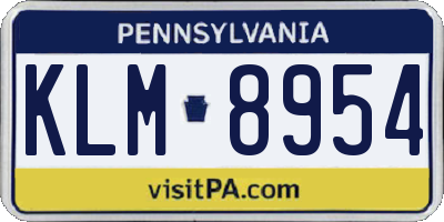 PA license plate KLM8954