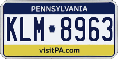 PA license plate KLM8963