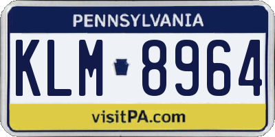 PA license plate KLM8964