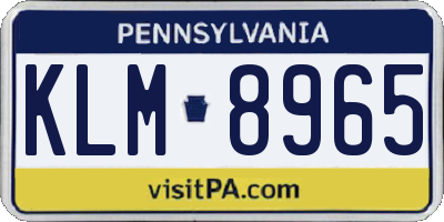 PA license plate KLM8965