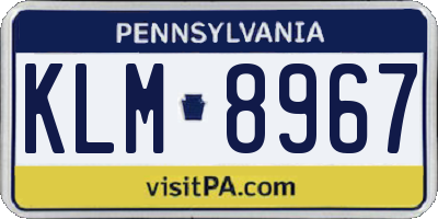PA license plate KLM8967