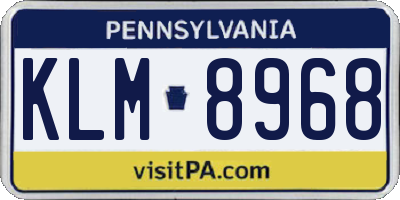 PA license plate KLM8968