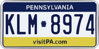 PA license plate KLM8974