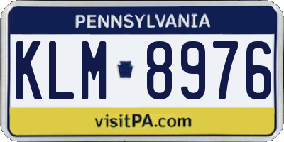 PA license plate KLM8976