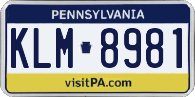 PA license plate KLM8981