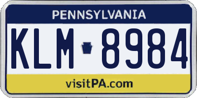 PA license plate KLM8984
