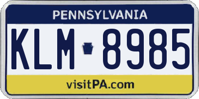 PA license plate KLM8985