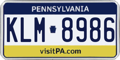 PA license plate KLM8986
