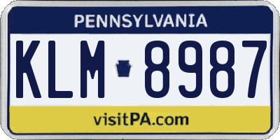 PA license plate KLM8987