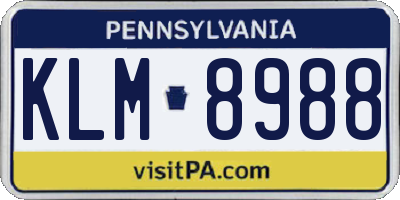 PA license plate KLM8988