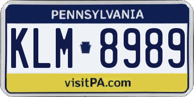 PA license plate KLM8989