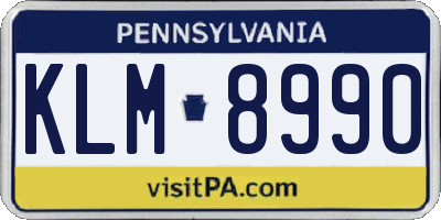 PA license plate KLM8990