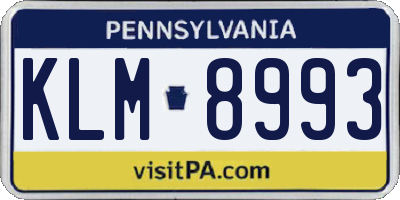 PA license plate KLM8993