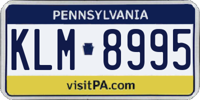 PA license plate KLM8995