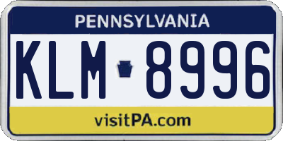 PA license plate KLM8996