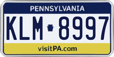 PA license plate KLM8997