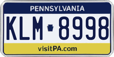 PA license plate KLM8998