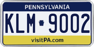 PA license plate KLM9002