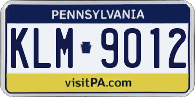 PA license plate KLM9012