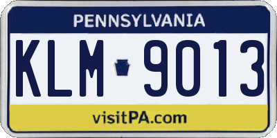 PA license plate KLM9013