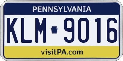 PA license plate KLM9016