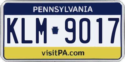 PA license plate KLM9017