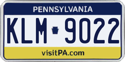 PA license plate KLM9022