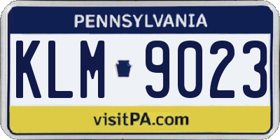 PA license plate KLM9023